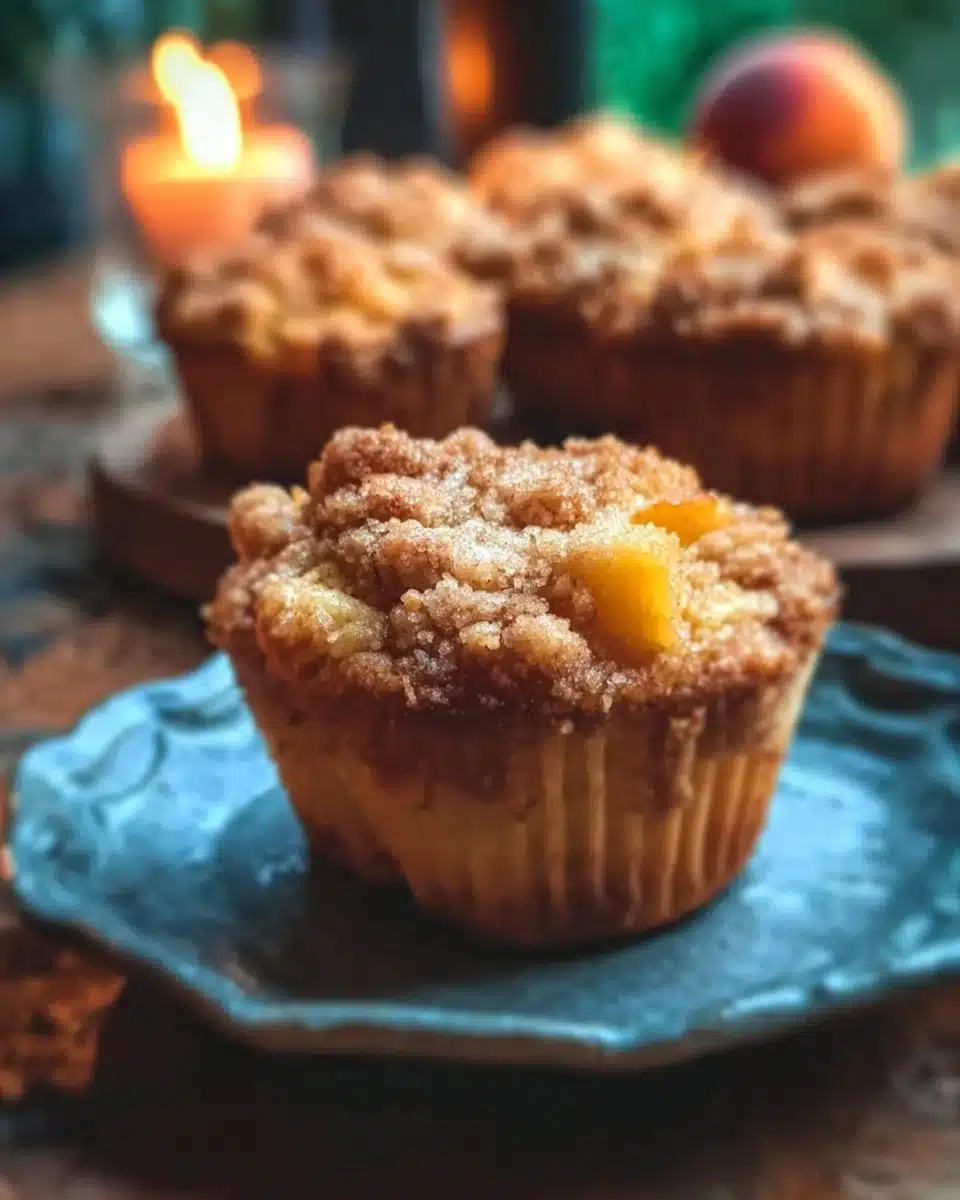 Sourdough Discard Peach Cobbler Muffins