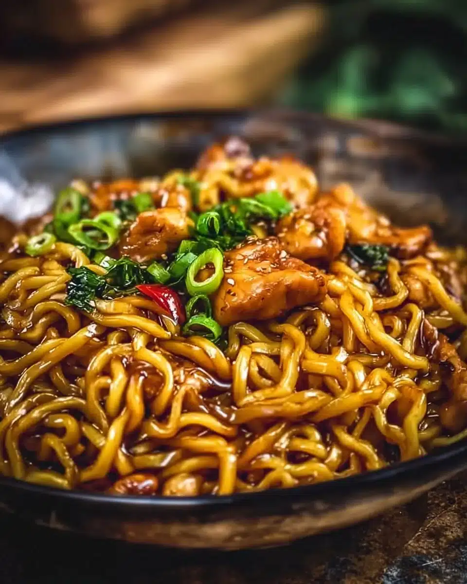 Sticky Garlic Chicken Noodles