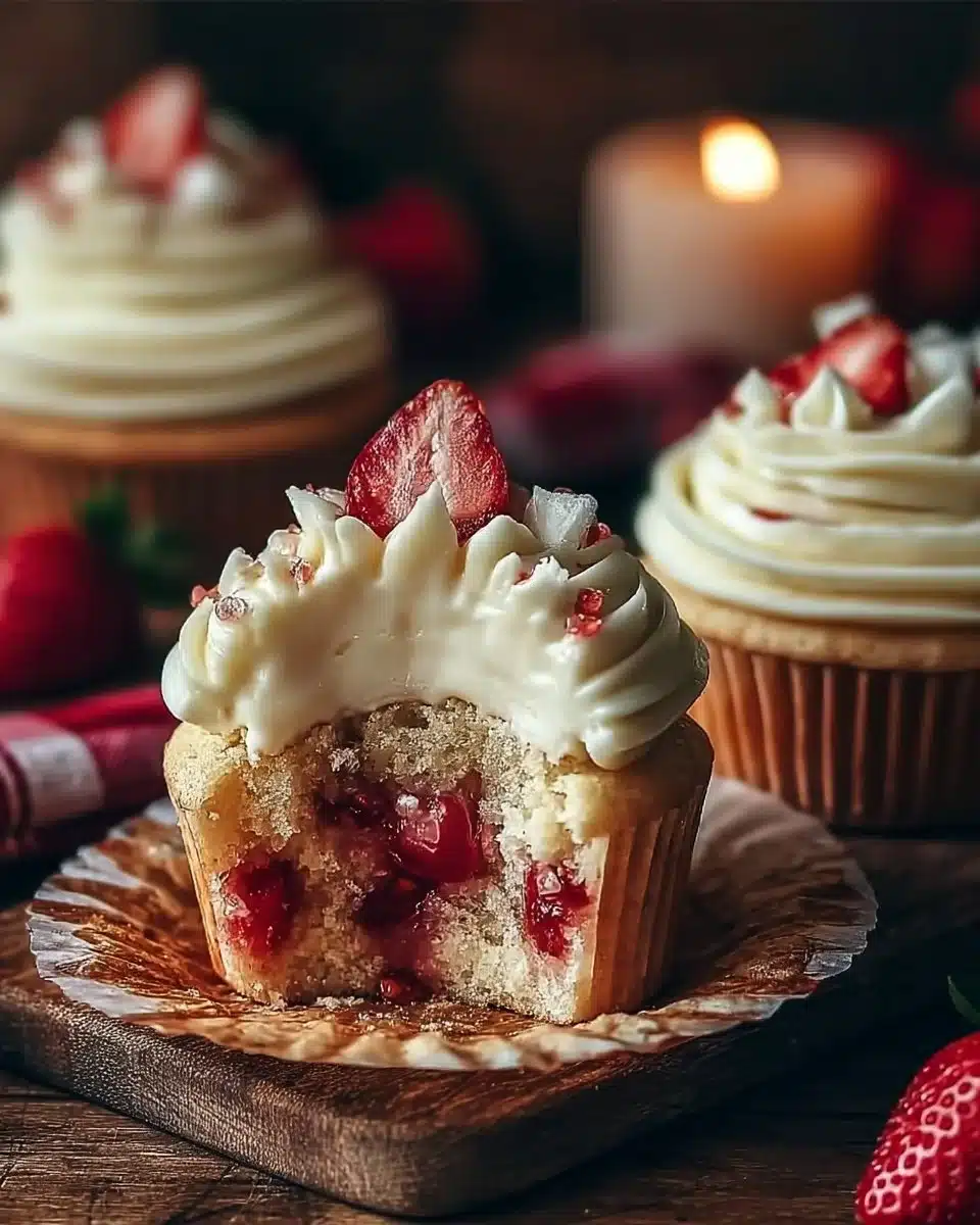 White Chocolate Strawberry Cupcakes