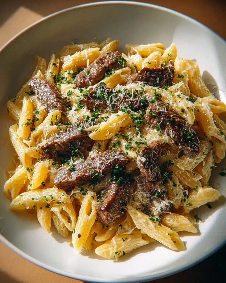 Creamy Steak Pasta with Garlic