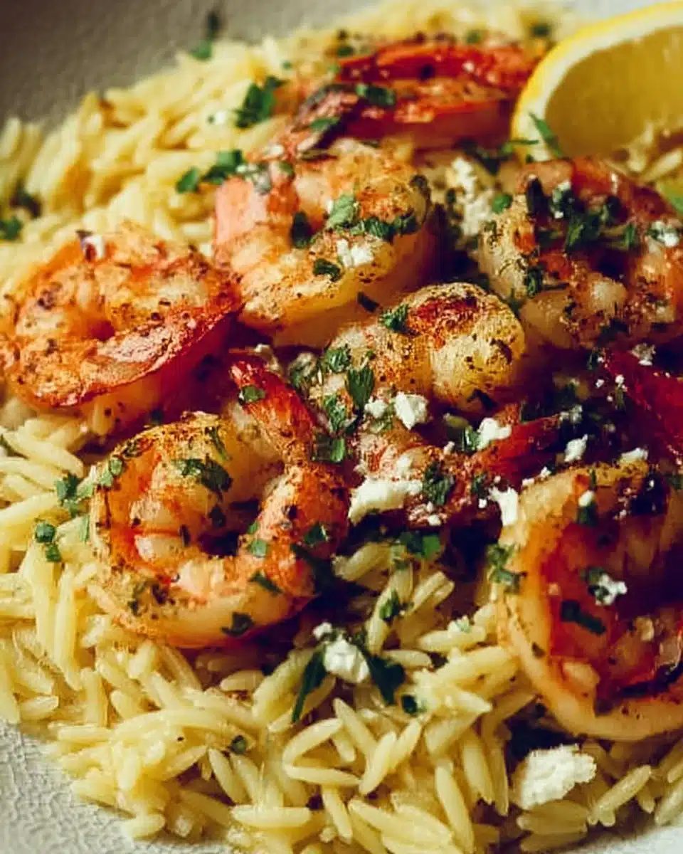 Lemon Feta Orzo Shrimp