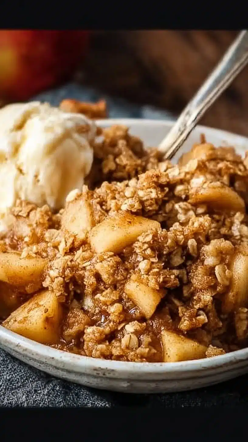 Old Fashioned Easy Apple Crisp | Chopped apples, cinnamon, brown sugar, and the best crispy oat … | Best apple crisp recipe, Easy apple recipes, Apple crisp recipes