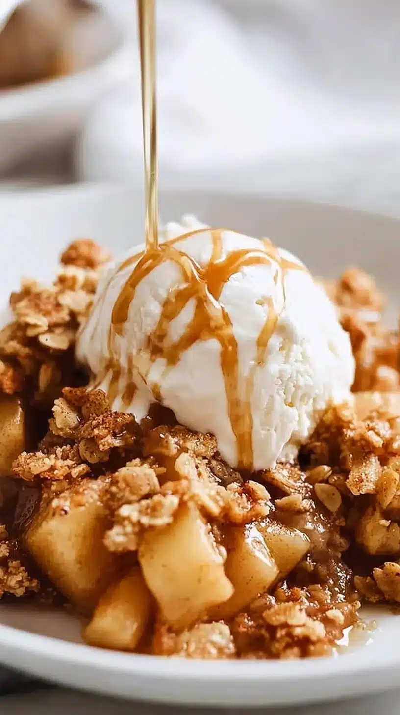 Old Fashioned Easy Apple Crisp | Chopped apples, cinnamon, brown sugar, and the best crispy oat … | Best apple crisp recipe, Easy apple recipes, Apple crisp recipes