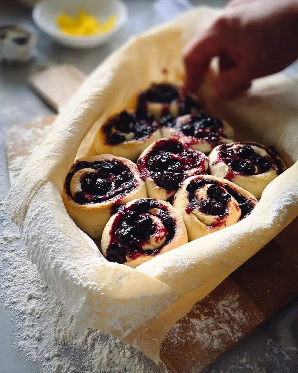 Sourdough Discard Lemon Blueberry Rolls