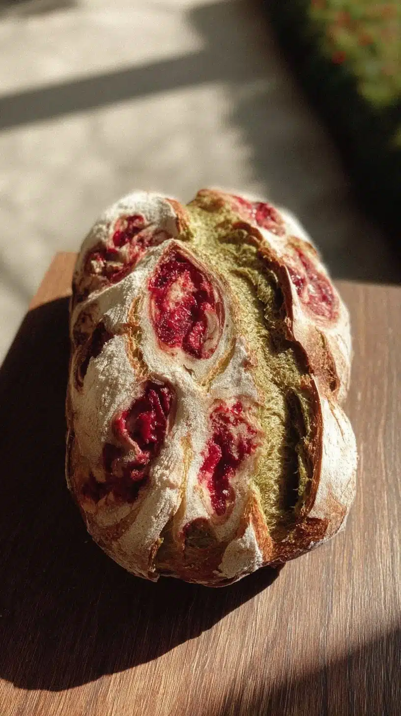 Strawberry Matcha Sourdough Loaf