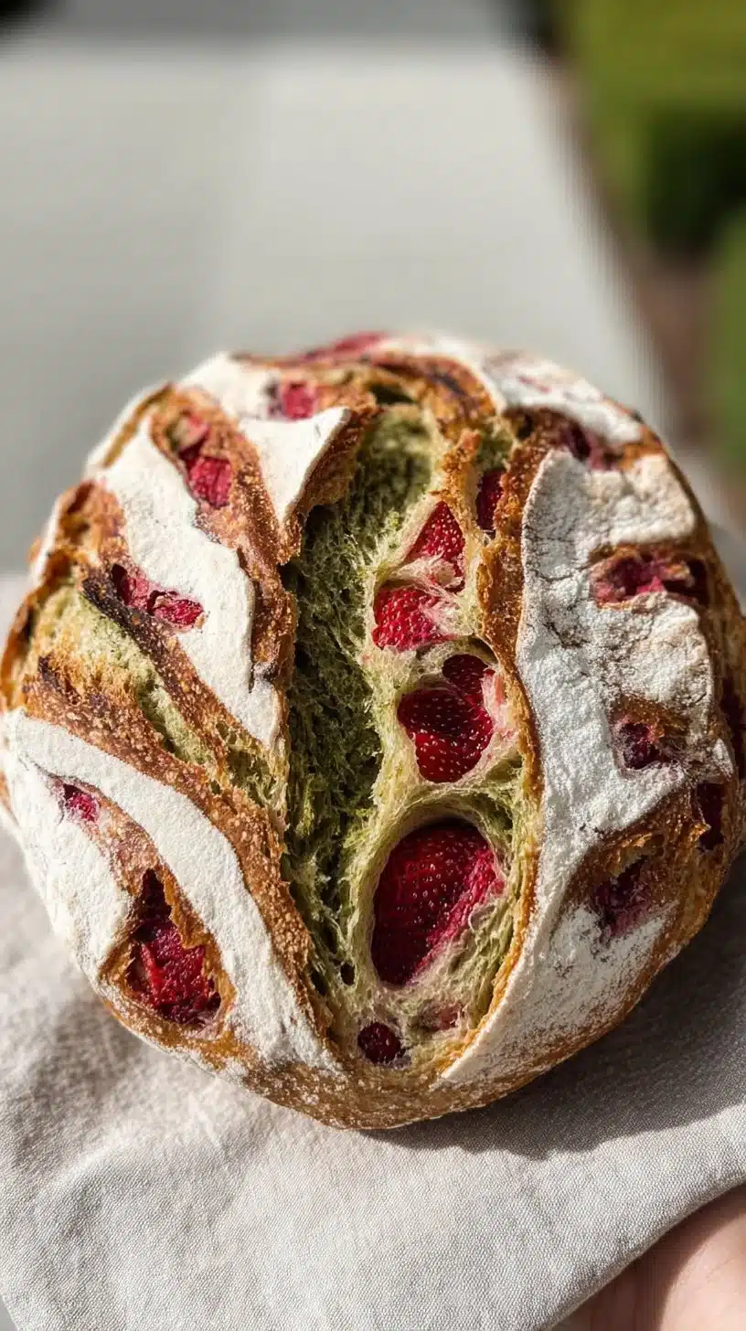 Strawberry Matcha Sourdough Loaf