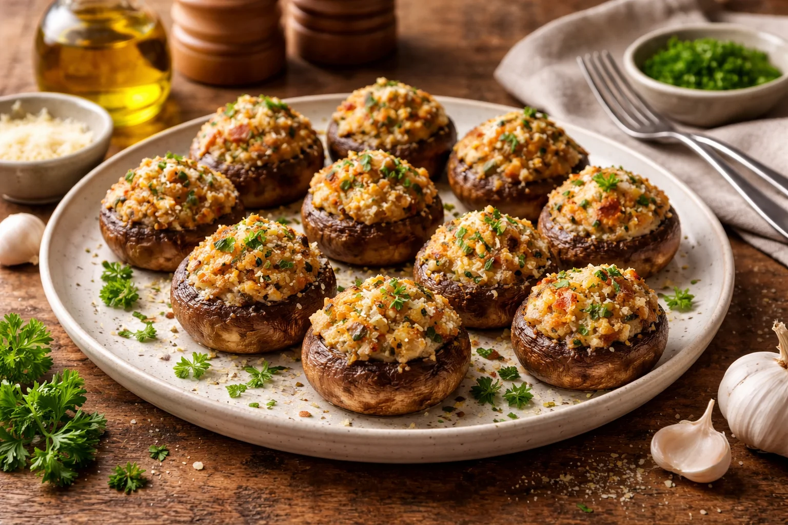 Savory Stuffed Mushrooms Recipes with Roasted Red Bells