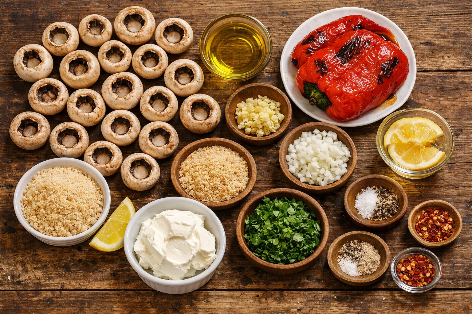 Savory Stuffed Mushrooms Recipes with Roasted Red Bells