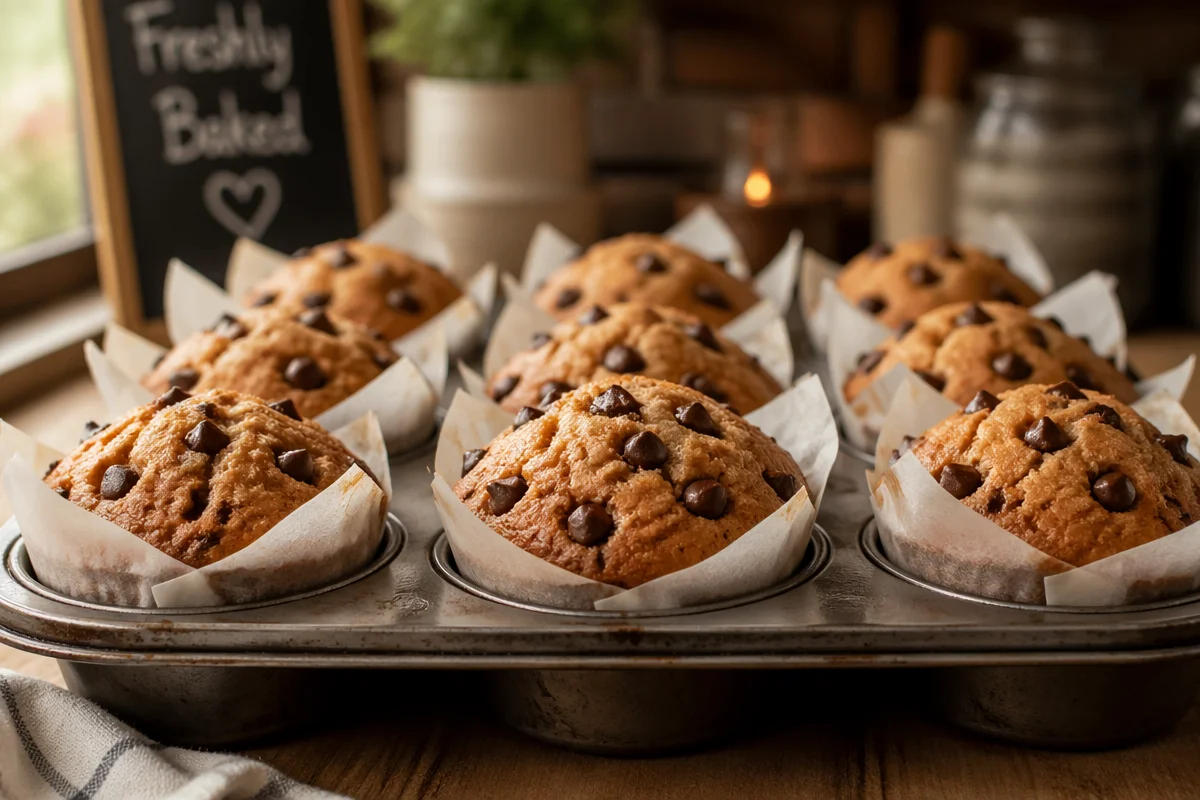 sourdough discard banana chocolate chip muffins