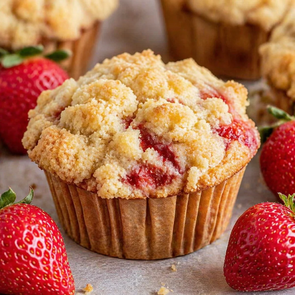 Deliciously Moist Sourdough Discard Strawberry Muffins