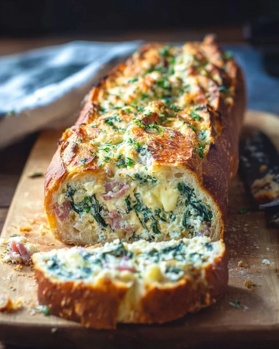 Feta Spinach Stuffed French Bread
