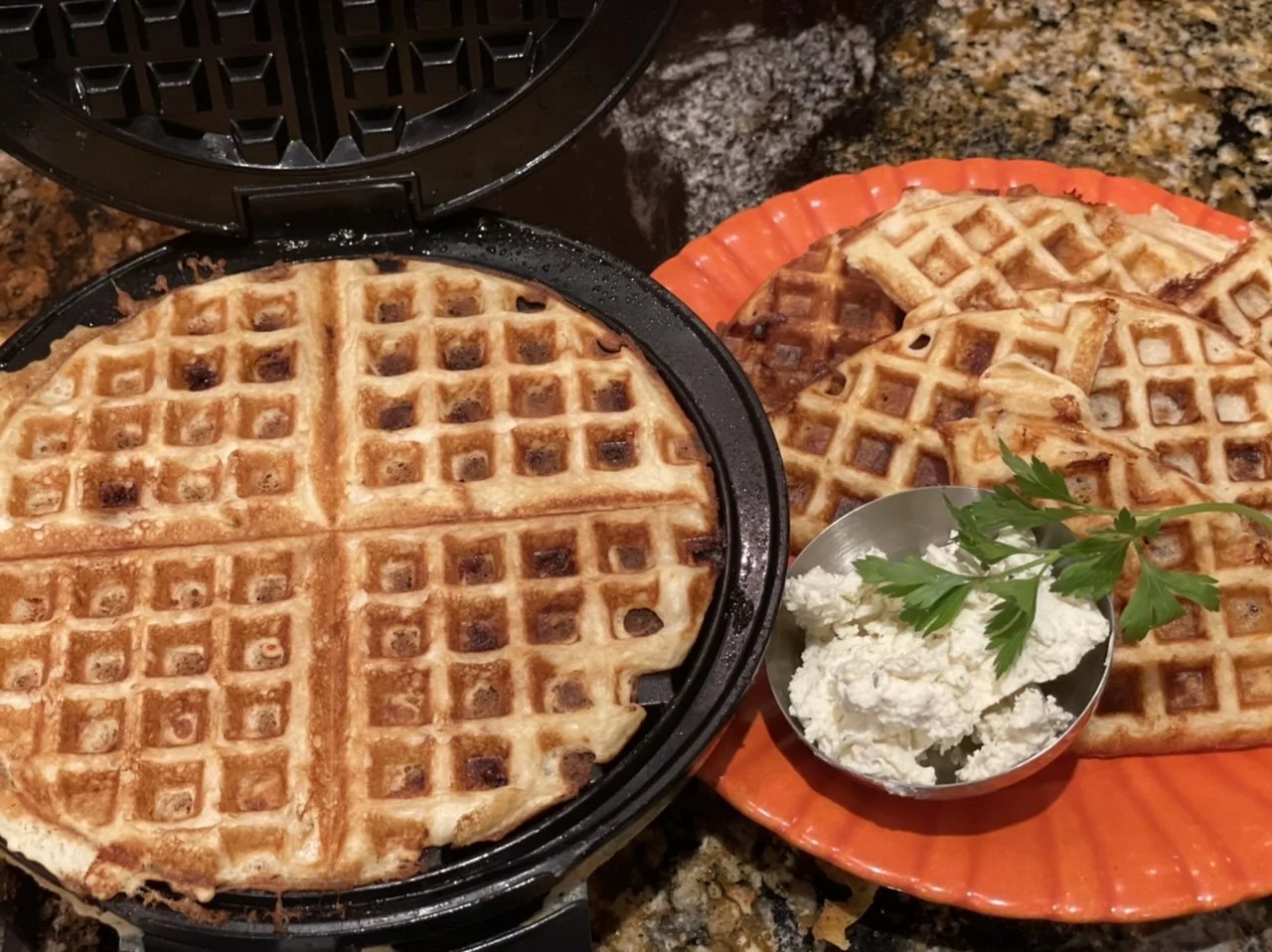 Savory Sourdough Waffles